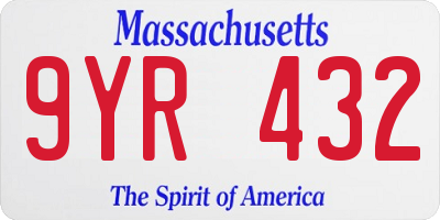 MA license plate 9YR432