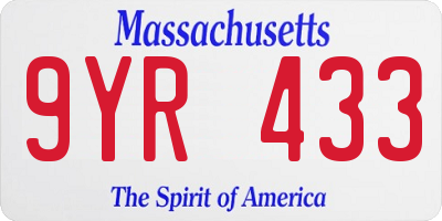 MA license plate 9YR433