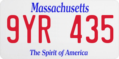 MA license plate 9YR435