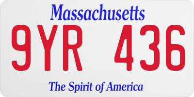 MA license plate 9YR436