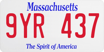 MA license plate 9YR437