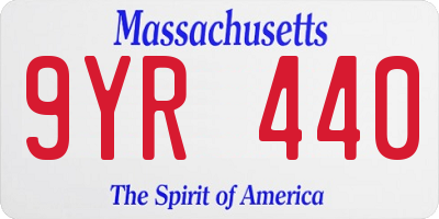 MA license plate 9YR440