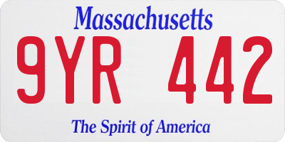 MA license plate 9YR442