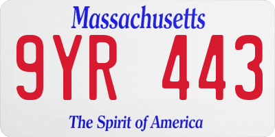MA license plate 9YR443