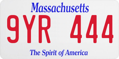 MA license plate 9YR444