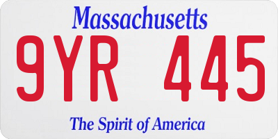 MA license plate 9YR445