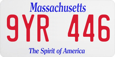 MA license plate 9YR446