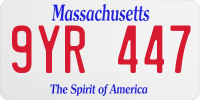 MA license plate 9YR447