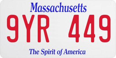 MA license plate 9YR449