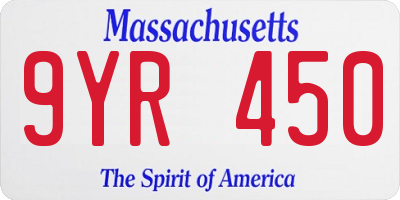 MA license plate 9YR450