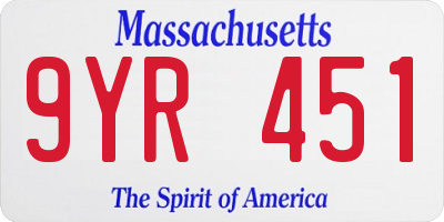 MA license plate 9YR451