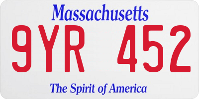 MA license plate 9YR452