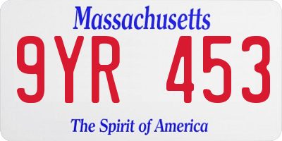 MA license plate 9YR453