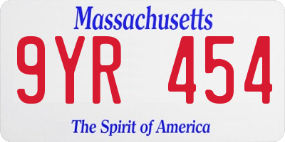 MA license plate 9YR454