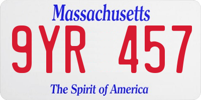 MA license plate 9YR457