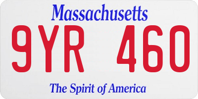MA license plate 9YR460