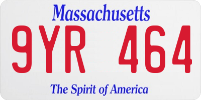MA license plate 9YR464