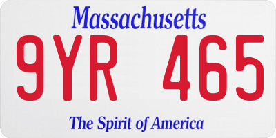 MA license plate 9YR465