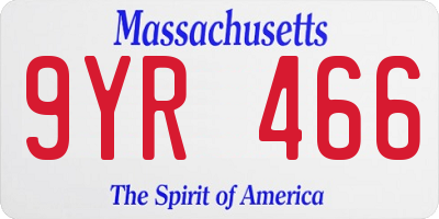 MA license plate 9YR466