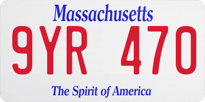 MA license plate 9YR470