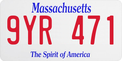 MA license plate 9YR471