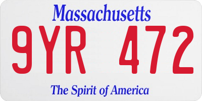 MA license plate 9YR472