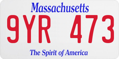 MA license plate 9YR473