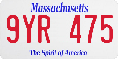 MA license plate 9YR475
