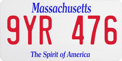 MA license plate 9YR476