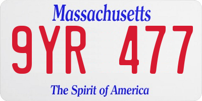 MA license plate 9YR477
