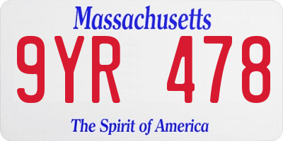 MA license plate 9YR478