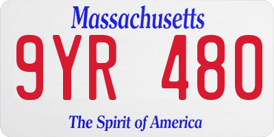 MA license plate 9YR480