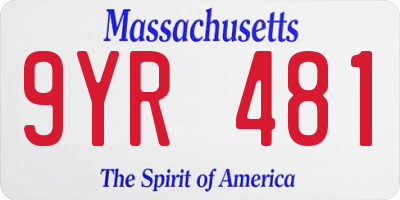 MA license plate 9YR481