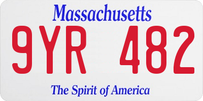 MA license plate 9YR482