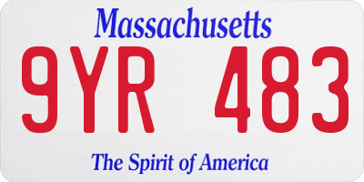 MA license plate 9YR483