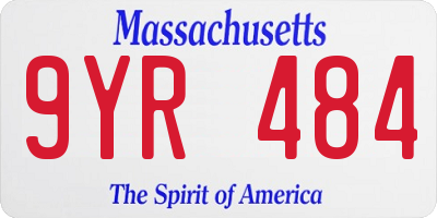 MA license plate 9YR484