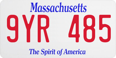 MA license plate 9YR485