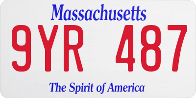 MA license plate 9YR487