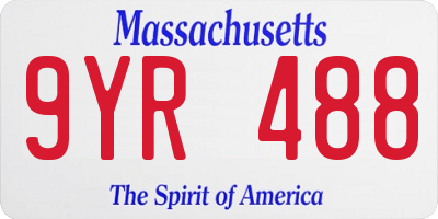 MA license plate 9YR488