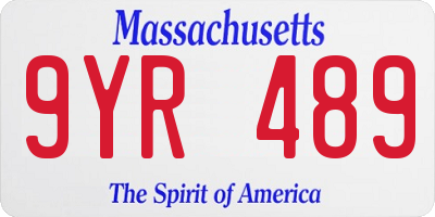 MA license plate 9YR489