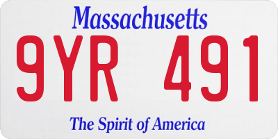 MA license plate 9YR491
