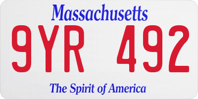 MA license plate 9YR492