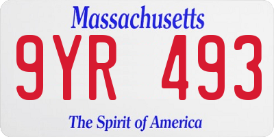 MA license plate 9YR493