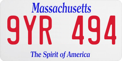 MA license plate 9YR494