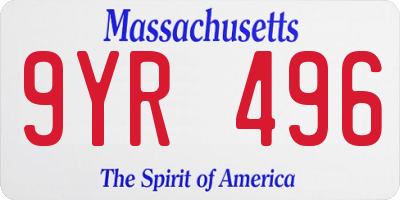 MA license plate 9YR496
