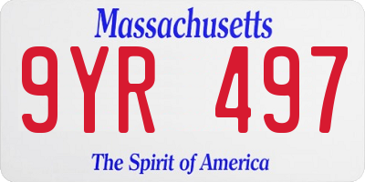 MA license plate 9YR497
