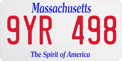 MA license plate 9YR498