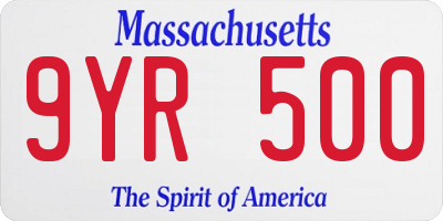 MA license plate 9YR500