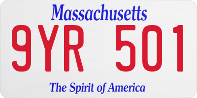 MA license plate 9YR501
