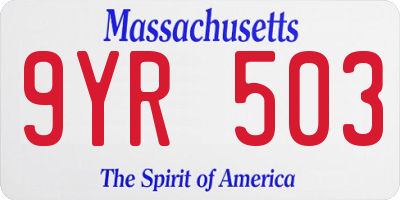 MA license plate 9YR503